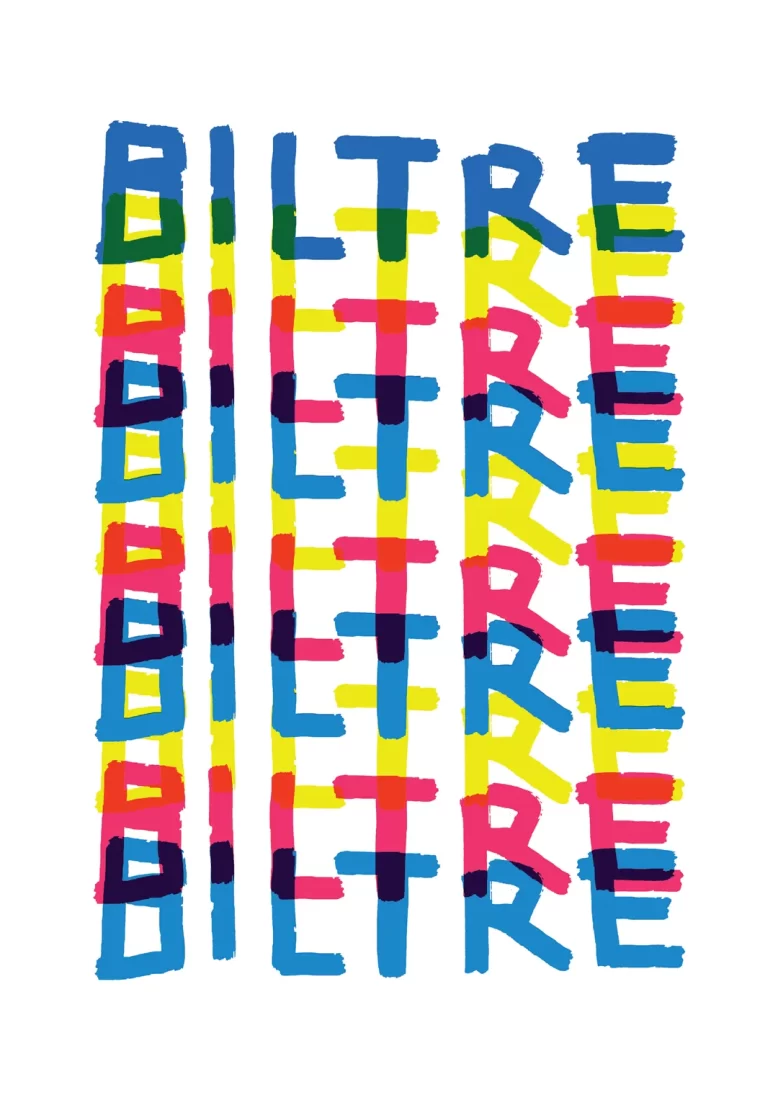 BILTRE; BILTRE; BILTRE; BILTRE; BILTRE; BILTRE; BILTRE. Azul, amarelo, rosa.
