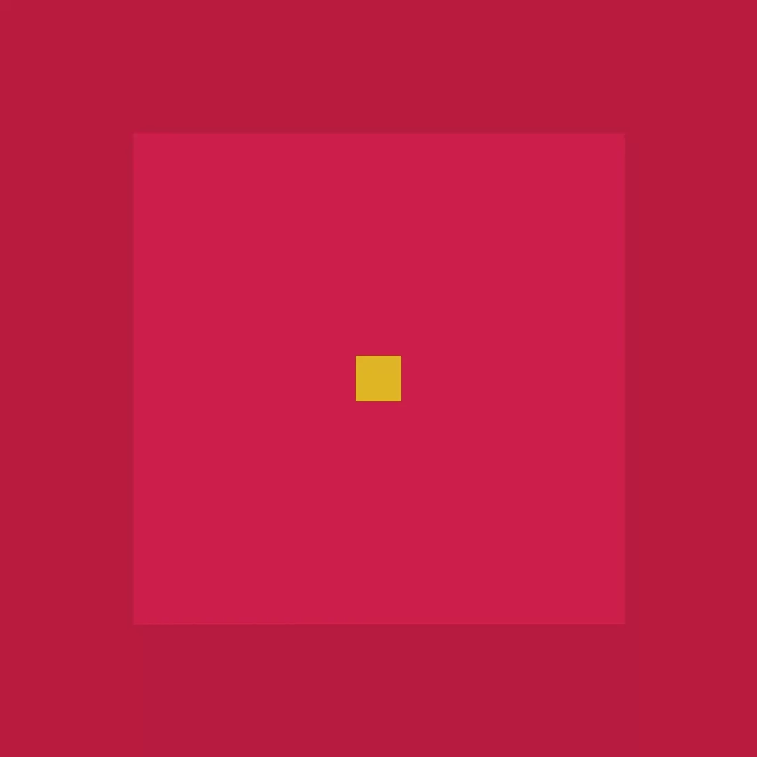 A red square with a yellow point in the middle. 2001 and Johannes Itten inspiration